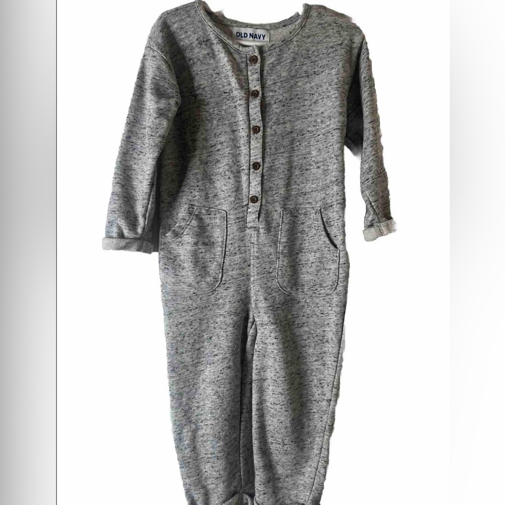 Old‎ Navy Kids, toddler girls grey button Down jumpsuit, size 3T.